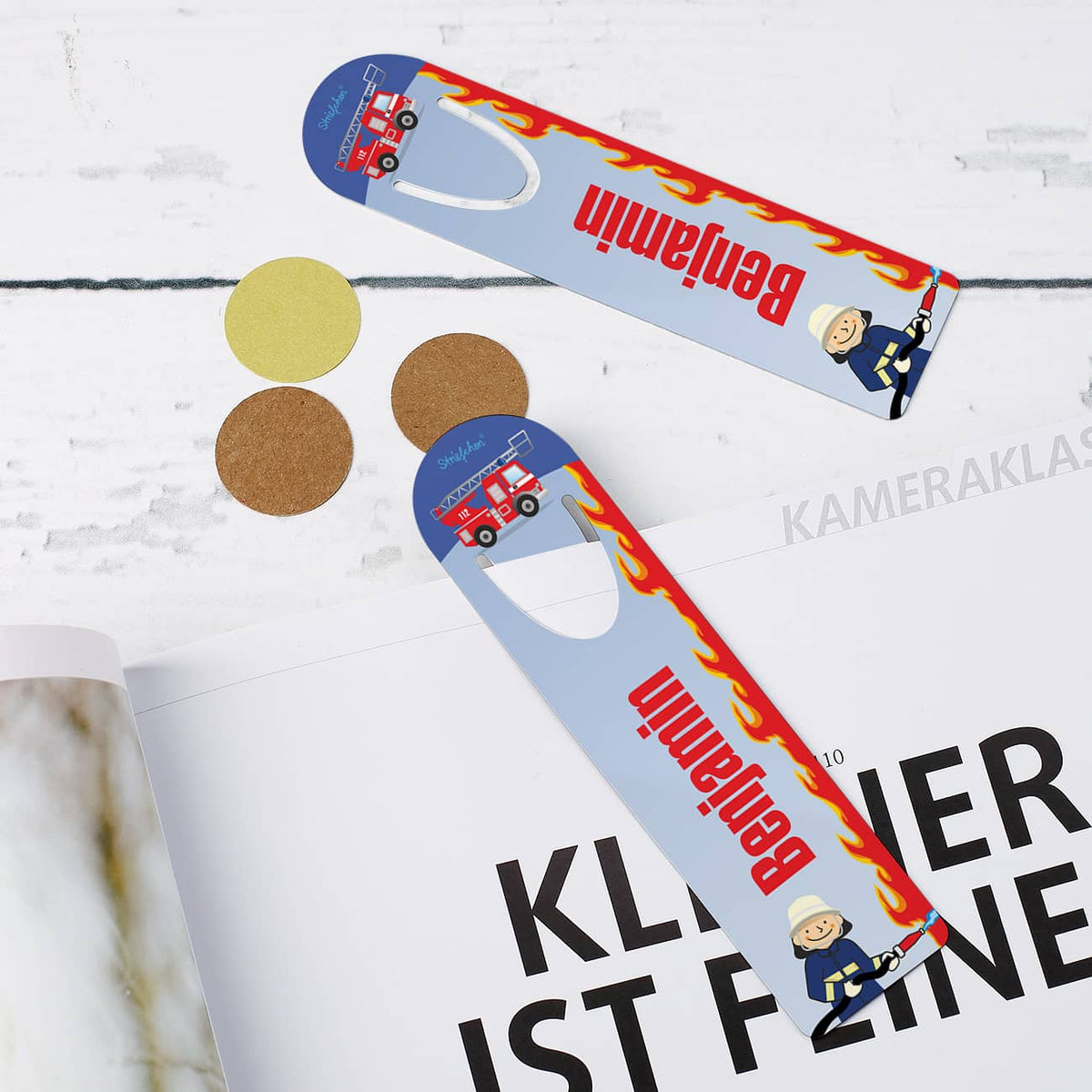 Feuerwehrlesezeichen mit Wunschname