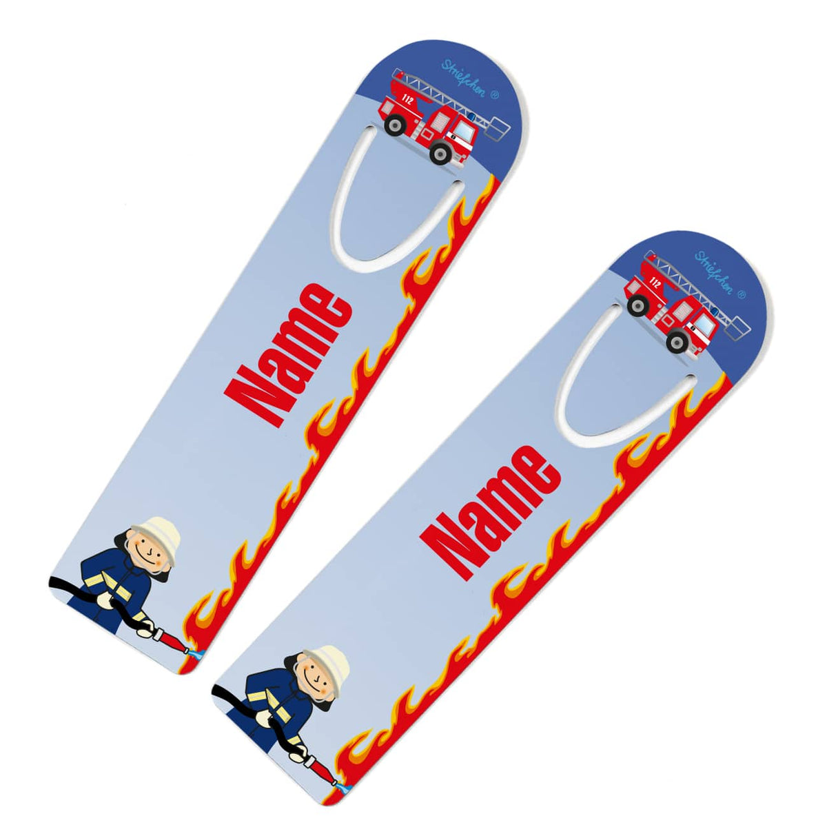 Feuerwehrlesezeichen mit Wunschname