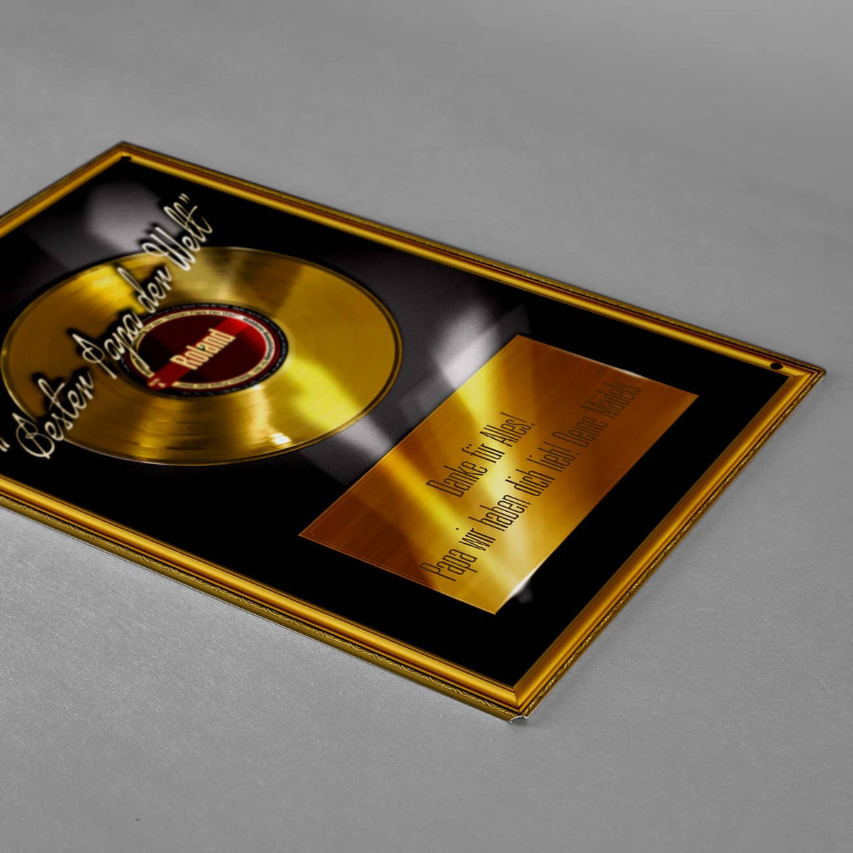 großes Blechschild für den besten Papa - Goldene Platte