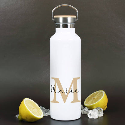 Thermosflasche bedruckt mit Name und Initiale