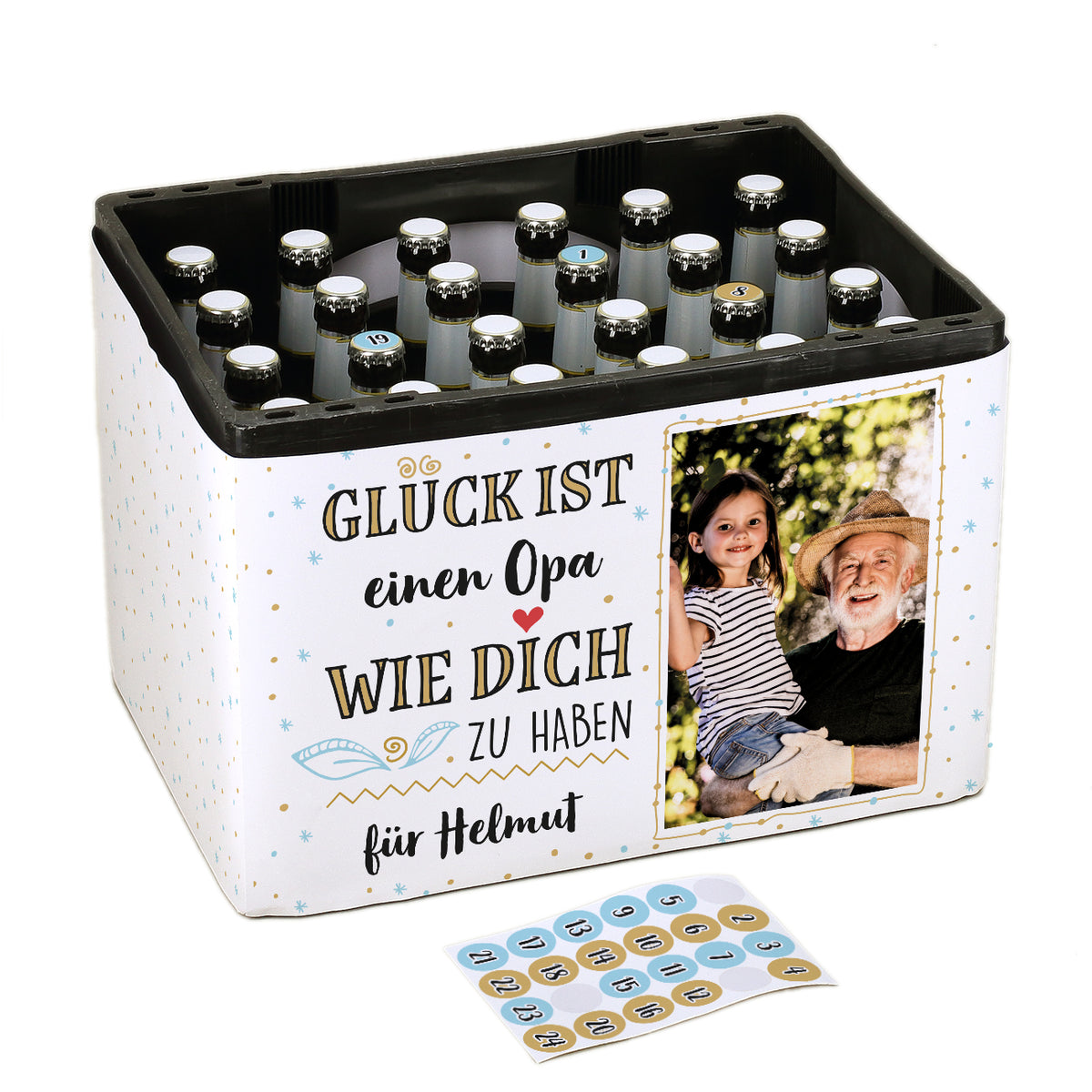 Glück ist... Adventskalender Set für einen Bierkasten mit Foto und Wunschtext