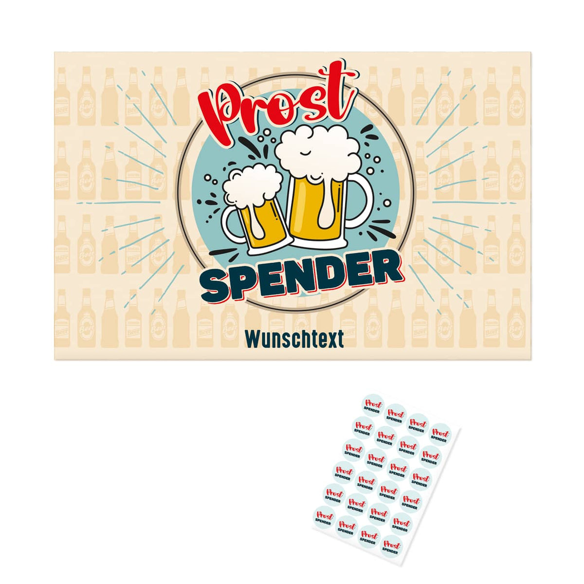 Prost-Spender Bierbanderole mit Wunschtext und Aufkleber
