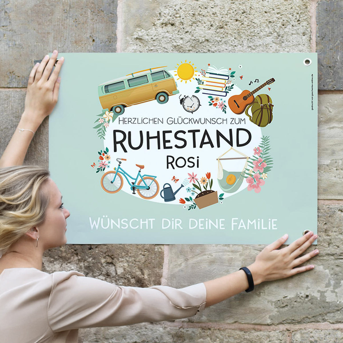 Banner zum Ruhestand in Papier oder Kunststoff erhältlich
