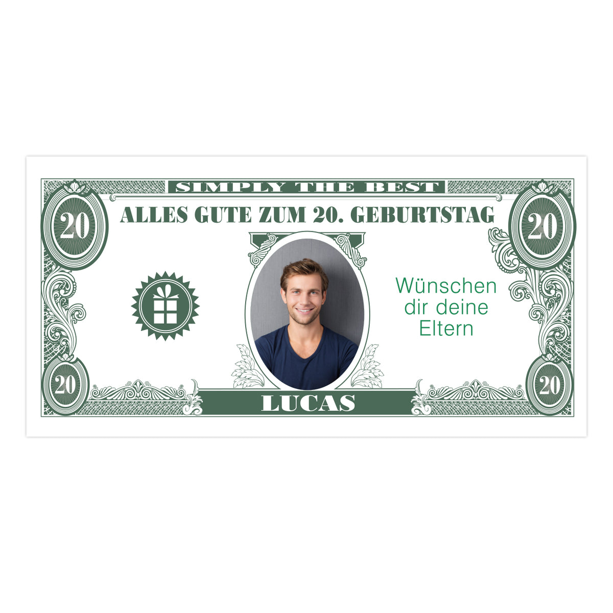 XXL Geburtstagsbanner Dollarschein mit Foto