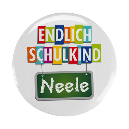 Endlich Schulkind - Button mit Name