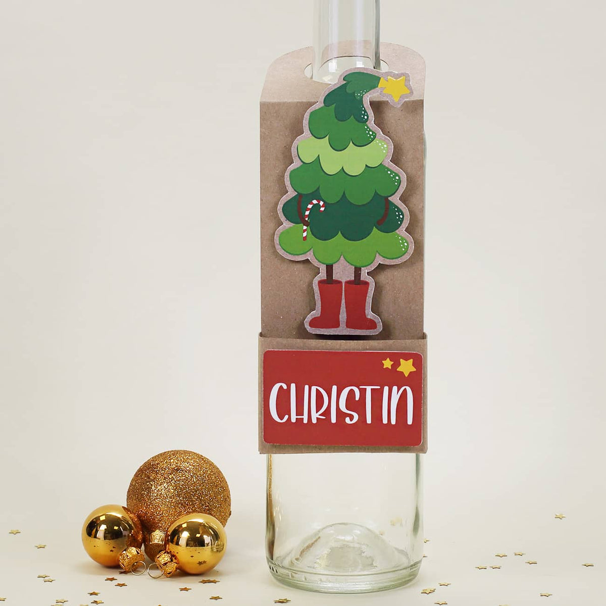 Füllbarer Flaschenanhänger zu Weihnachten