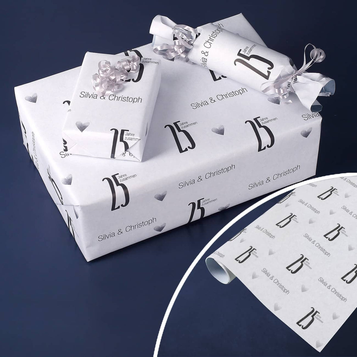 Persönliches Silberhochzeitsgeschenkpapier