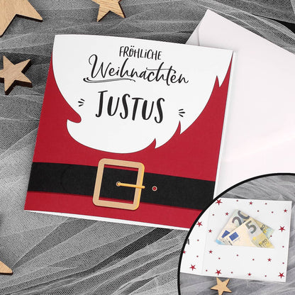 Geldkarte "Fröhliche Weihnachten" mit Name und Wunschtext