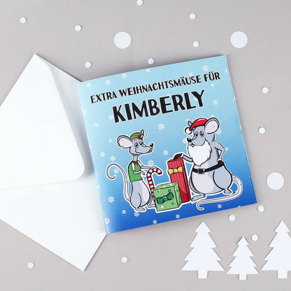 Geldkarte "Extra Weihnachtsmäuse" mit Ihrem Wunschnamen bedruckt