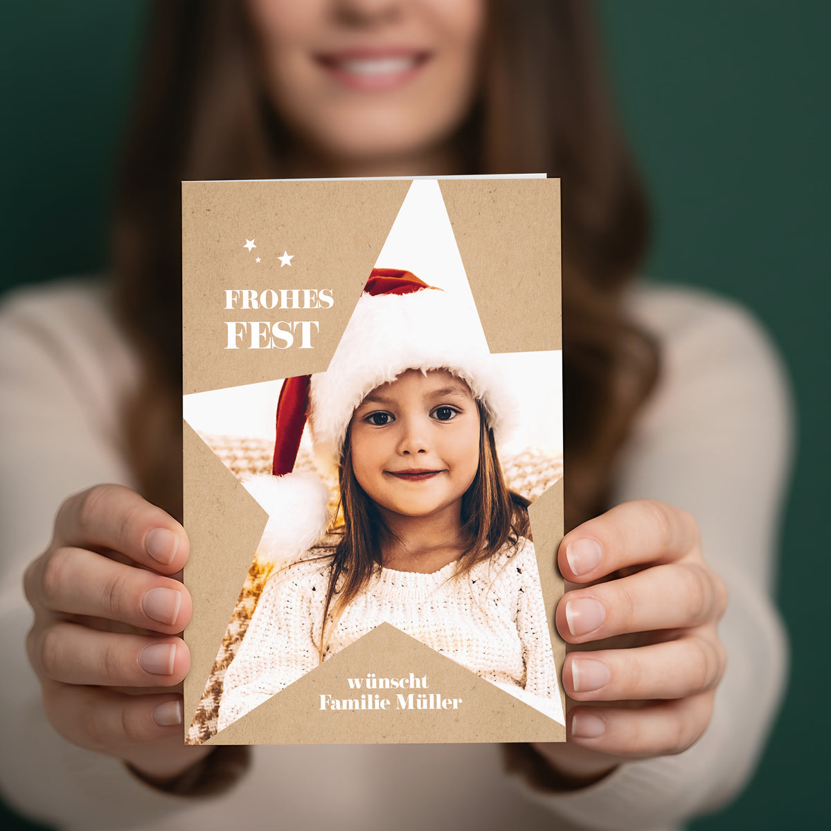 Weihnachtskarte mit 3 Wunschfotos