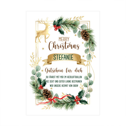 Vorderseite der A4-Klappkarte zu Weihnachten mit Name und Wunschtext personalisierbar