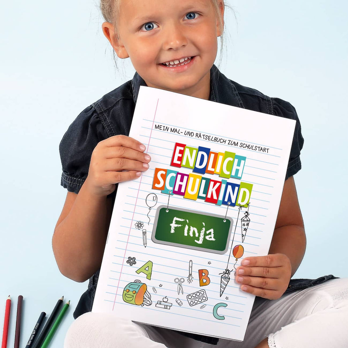 Endlich Schulkind - Malheft mit Name zum Schulanfang DIN A4, 24 Seiten