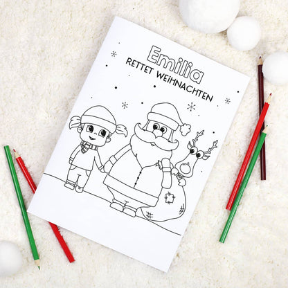 Malheft zu Weihnachten mit fortlaufender Geschichte mit Name des Mädchens
