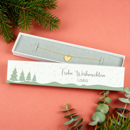 Weihnachts-Schmuckbox mit Name Louisa und festlichem Tannenbaumdesign als Geschenkidee