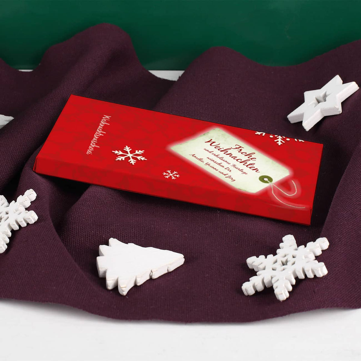 Personalisierte Schokolade 100g Tafel mit personalisierter Verpackung zu Weihnachten