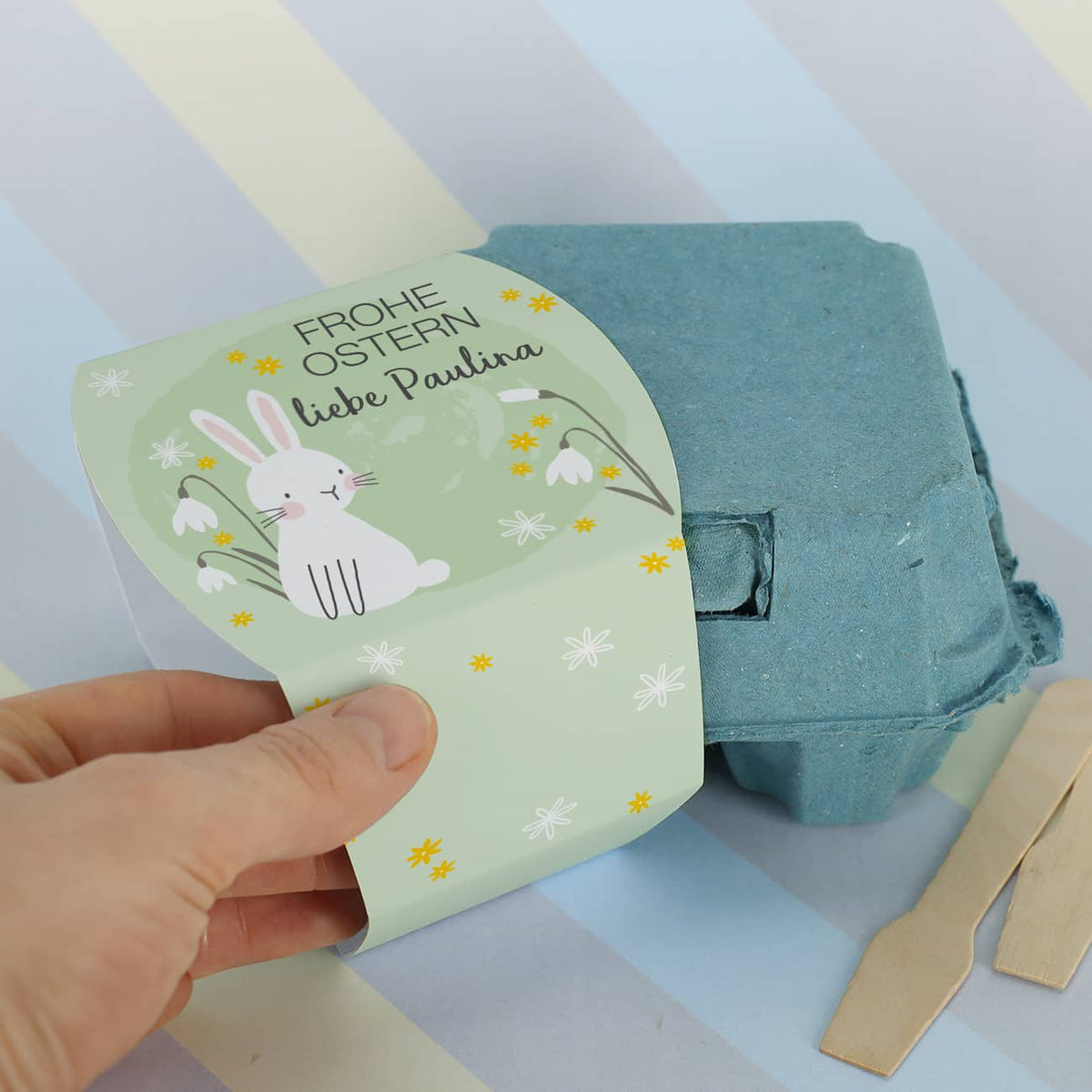Personalisierter Eierkarton mit Banderole