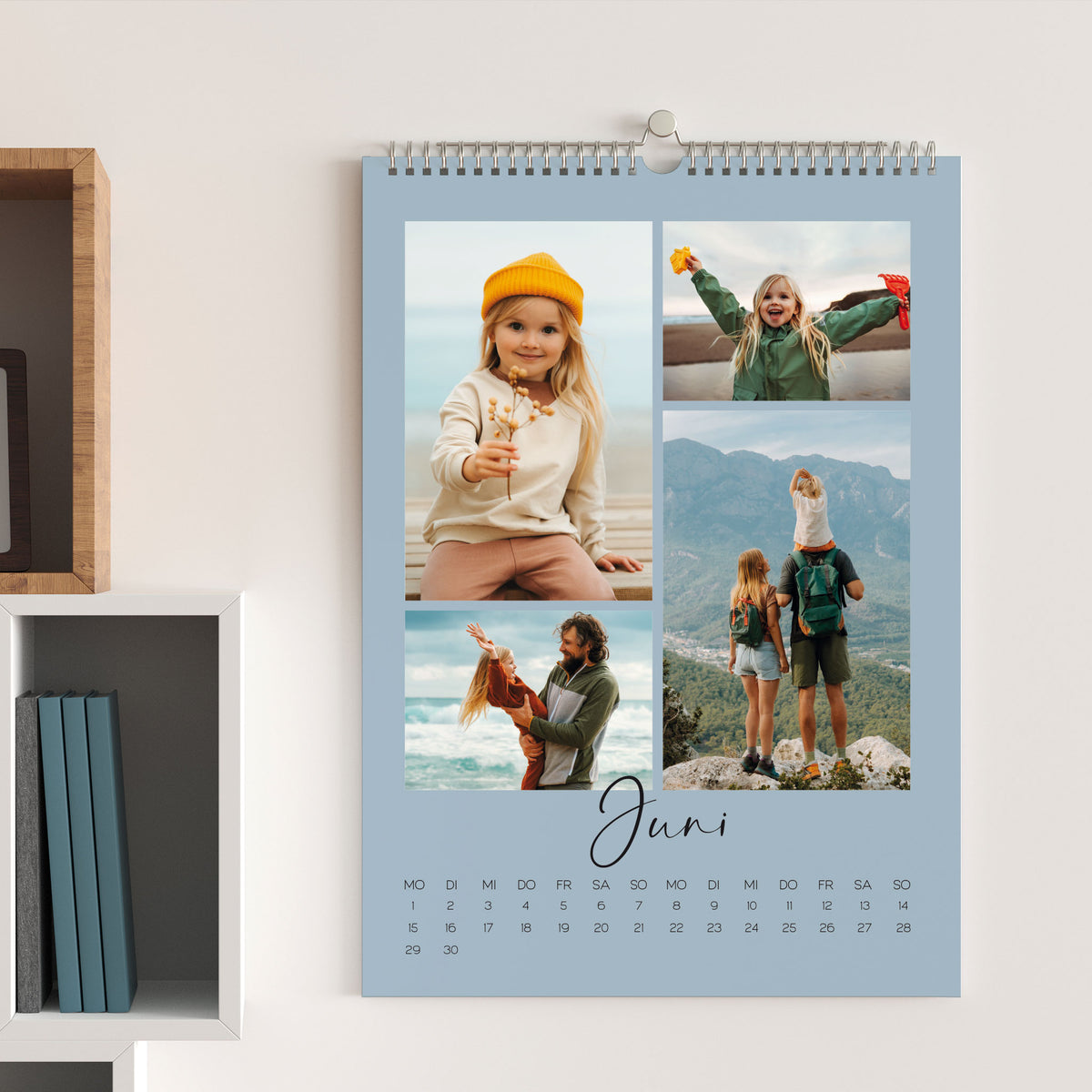 Personalisierter Foto-Wandkalender 2026 mit Farbauswahl, Wunschtext & mehreren Fotos | A3 oder A4