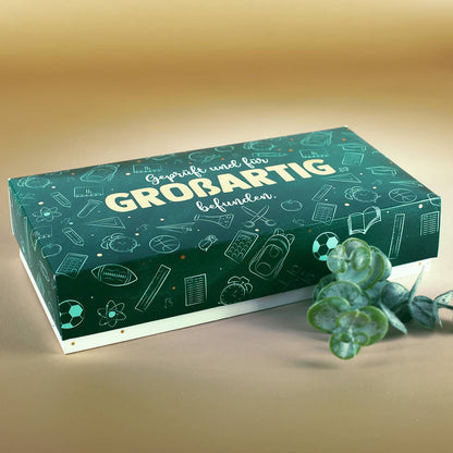Geprüft und für großartig befunden. - Geldgeschenk zum Schulabschluss - Box mit Name & Wunschtext