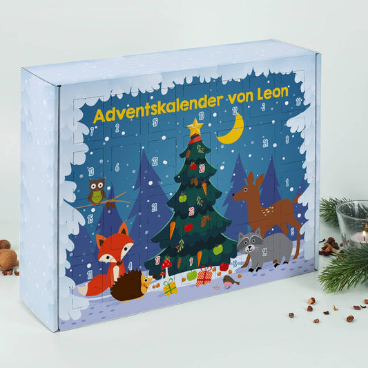 DIY Adventskalender mit Tieren des Waldes und Ihrem Wunschtext