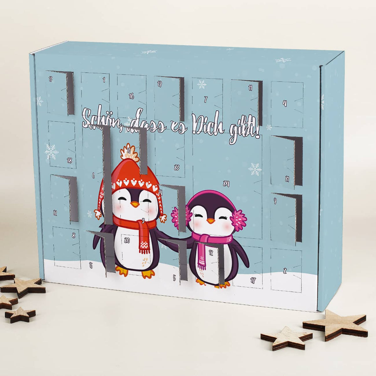 Pinguin Adventskalender zum selber Füllen mit Wunschtext