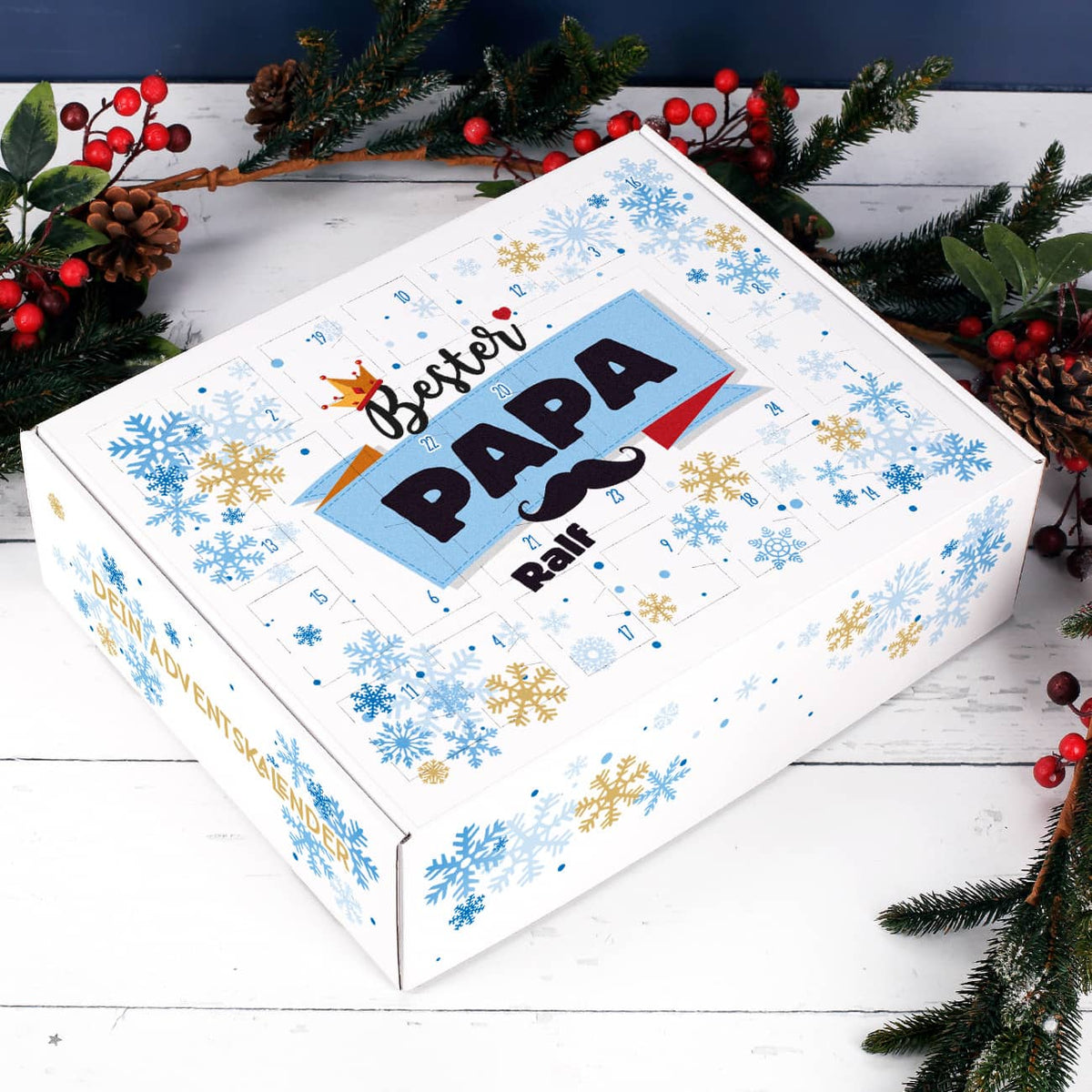 Bester Papa - Adventskalender mit Name zum selbst befüllen