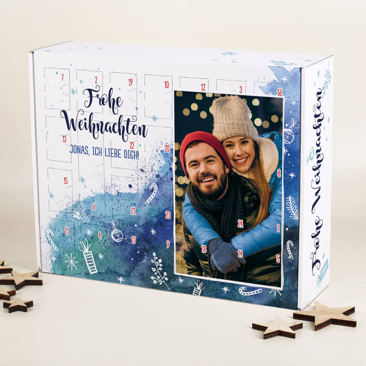 DIY Adventskalender in Watercolor-Optik mit Foto und Wunschtext