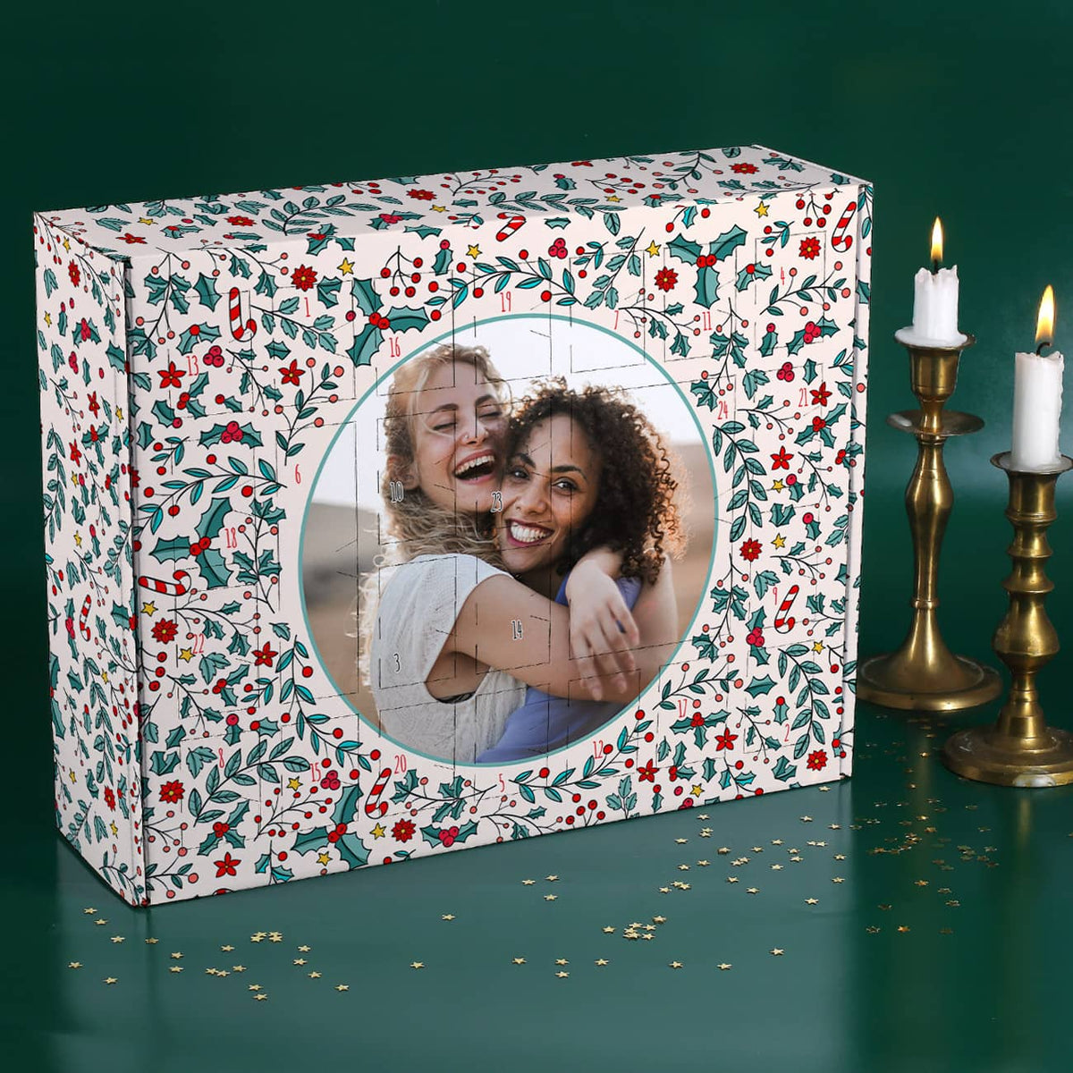Adventskalender mit rundem Foto als Motiv