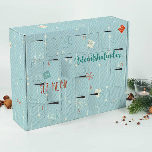 Adventskalender mit zwei Zeilen Wunschtext zum selbst befüllen