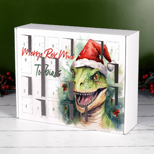 Mit Name personalisierter Adventskalender mit perforierten Türchen