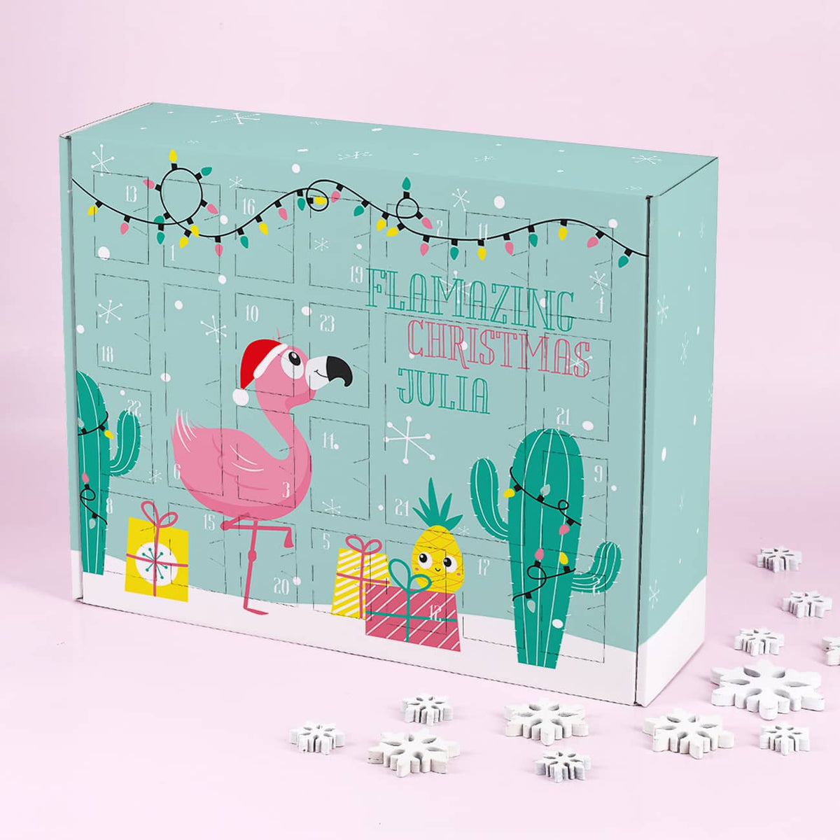 Flamingo Adventskalender zum selber Füllen mit Ihrem Namen
