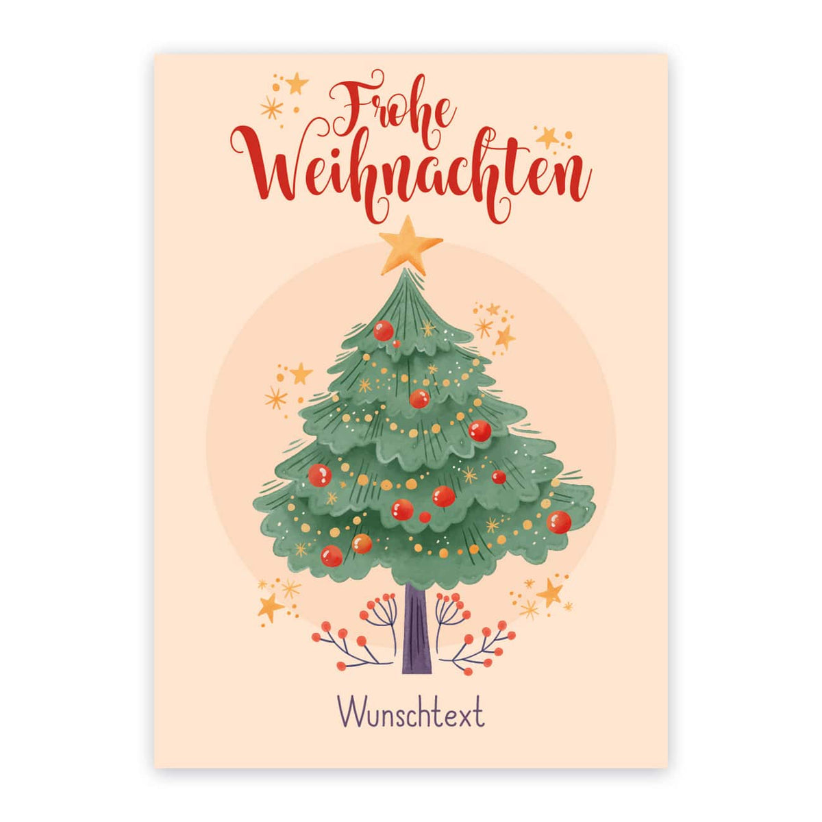 Weihnachtsgrußkarte mit Tannenbaum Motiv und Wunschtext
