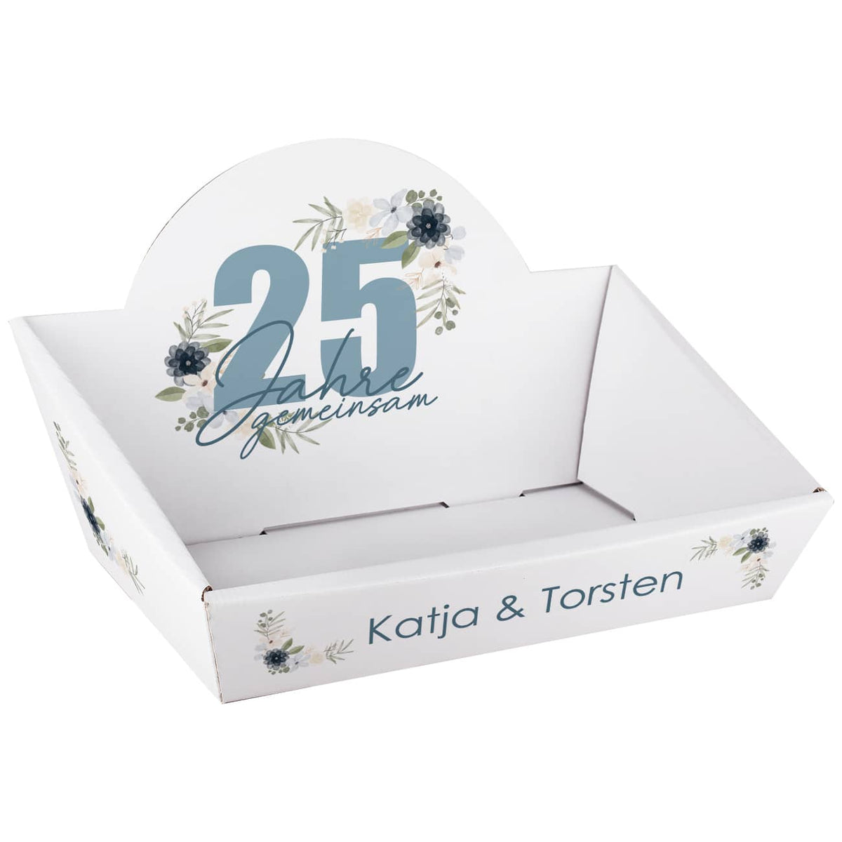 Persönlicher Geschenkkorb zur Silberhochzeit mit Namen