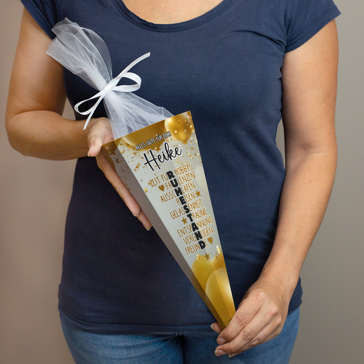 Kleine Zuckertüte zur Rente mit Personalisierung