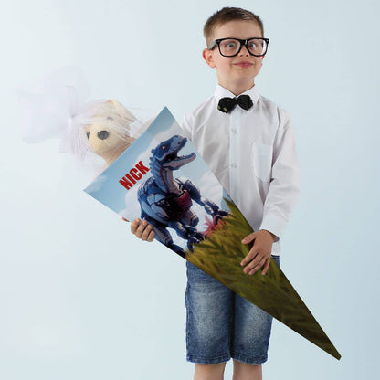 Dinosaurier - Schultüte mit Roboter T-Rex und Name