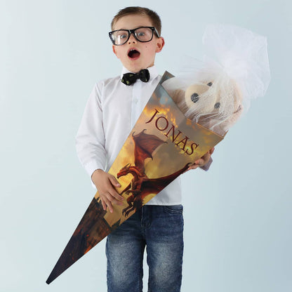 Schultüte mit Drachen Motiv mit Name personalisiert