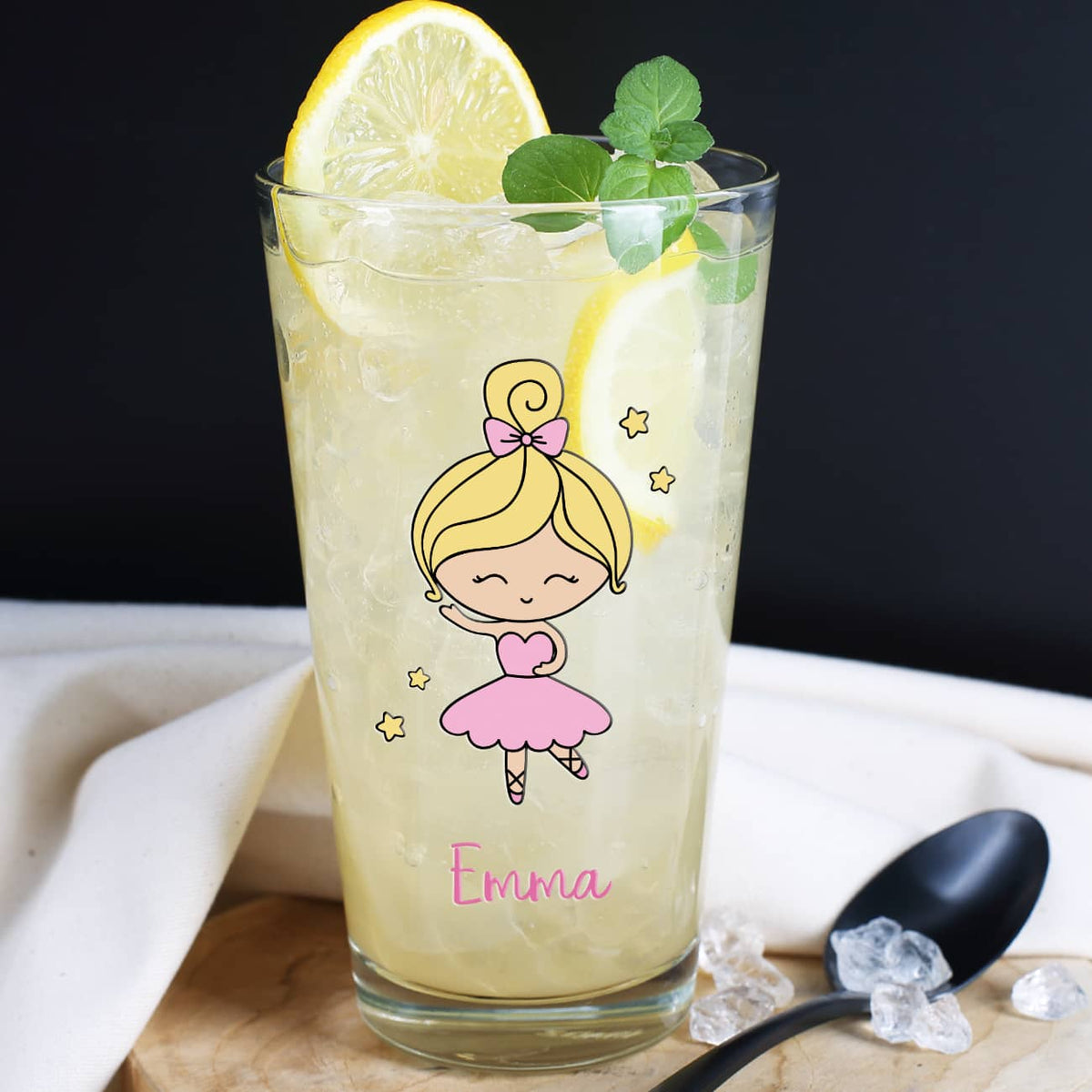 Trinkglas bedruckt mit Ballerina und Wunschname