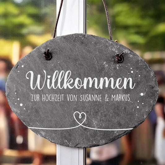 Willkommensschild aus Schiefer