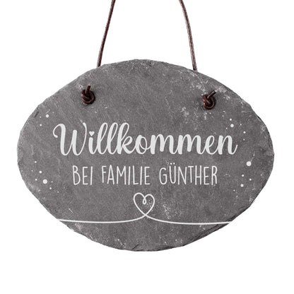 Willkommensschild aus Schiefer
