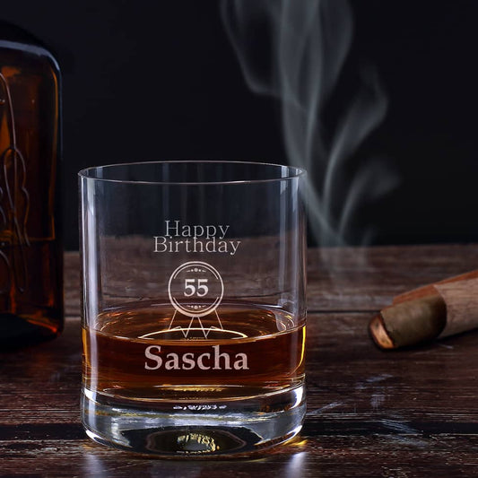 Whiskeyglas zum Geburstag mit Name und Alter