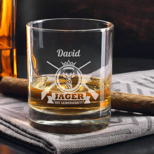 Jäger aus Leidenschaft - graviertes Whiskyglas mit Name