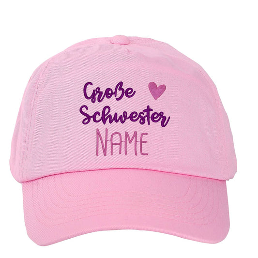 rosafarbenes Basecap Große Schwester mit Name