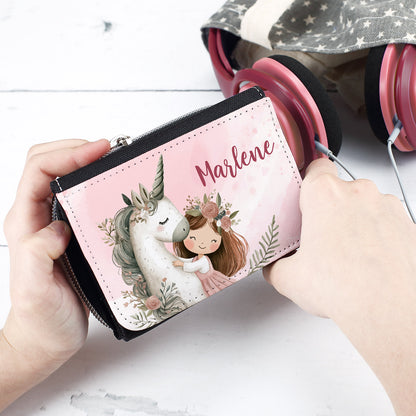 Geldbörse mit Einhorn & Blumenmädchen und Wunschname personalisiert