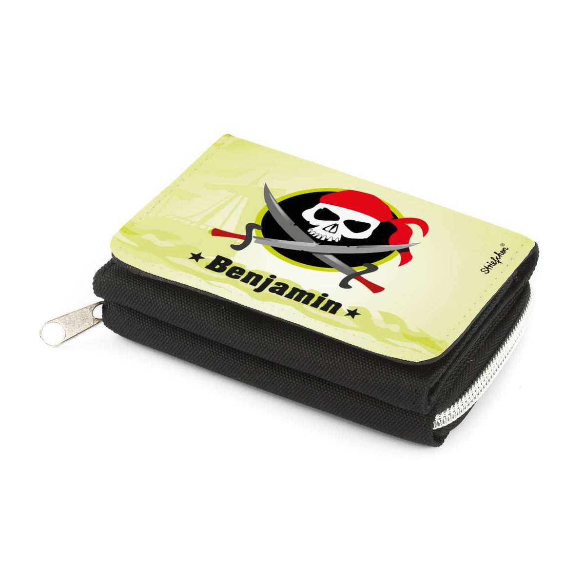 Portemonnaie bedruckt mit Piratenmotiv und Wunschname