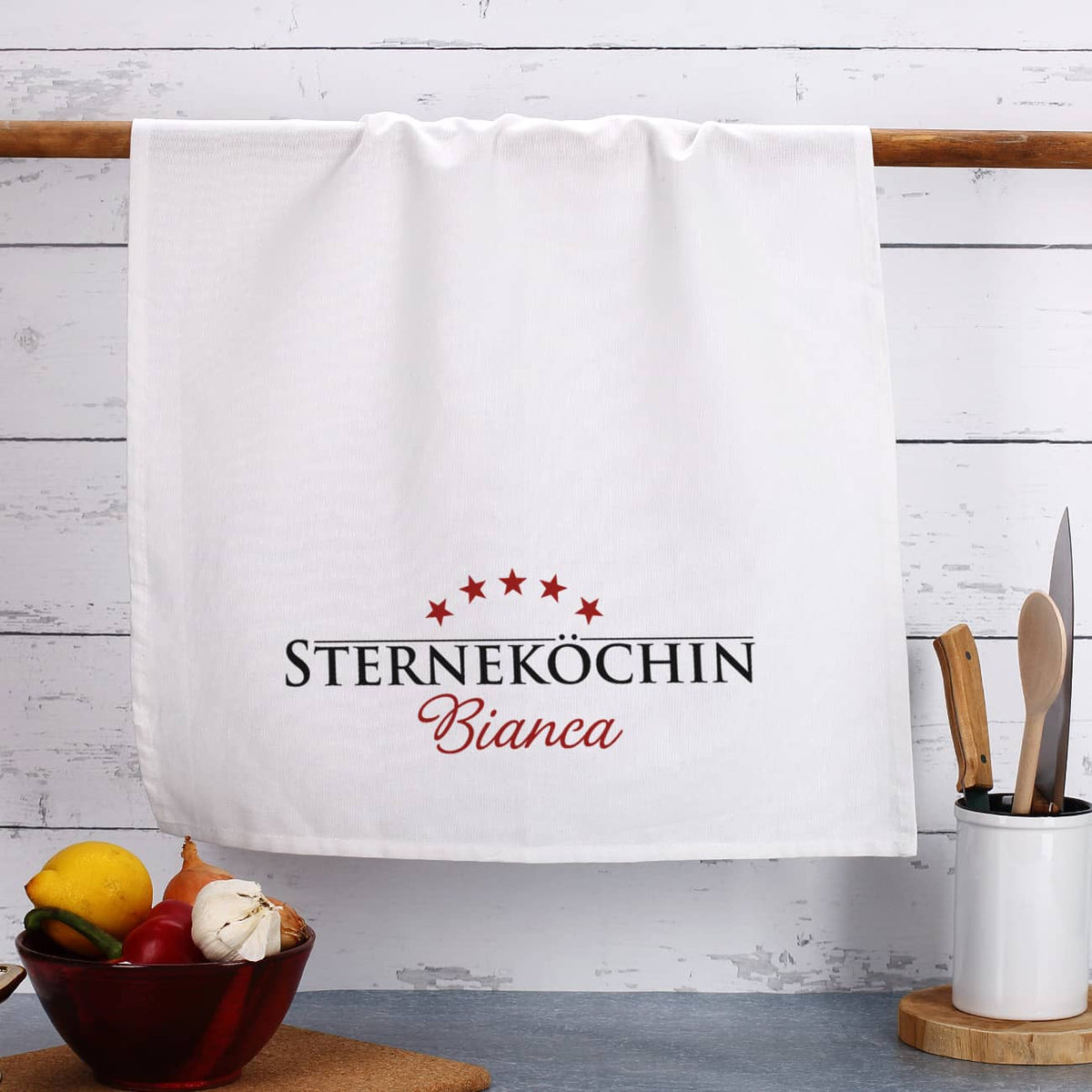 Sterneköchin - Geschirrtuch mit Wunschname 