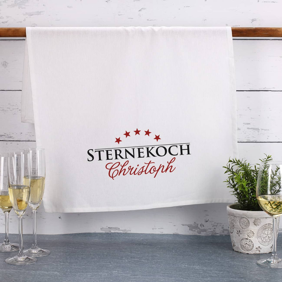 Sternekoch - Geschirrtuch mit Wunschname 