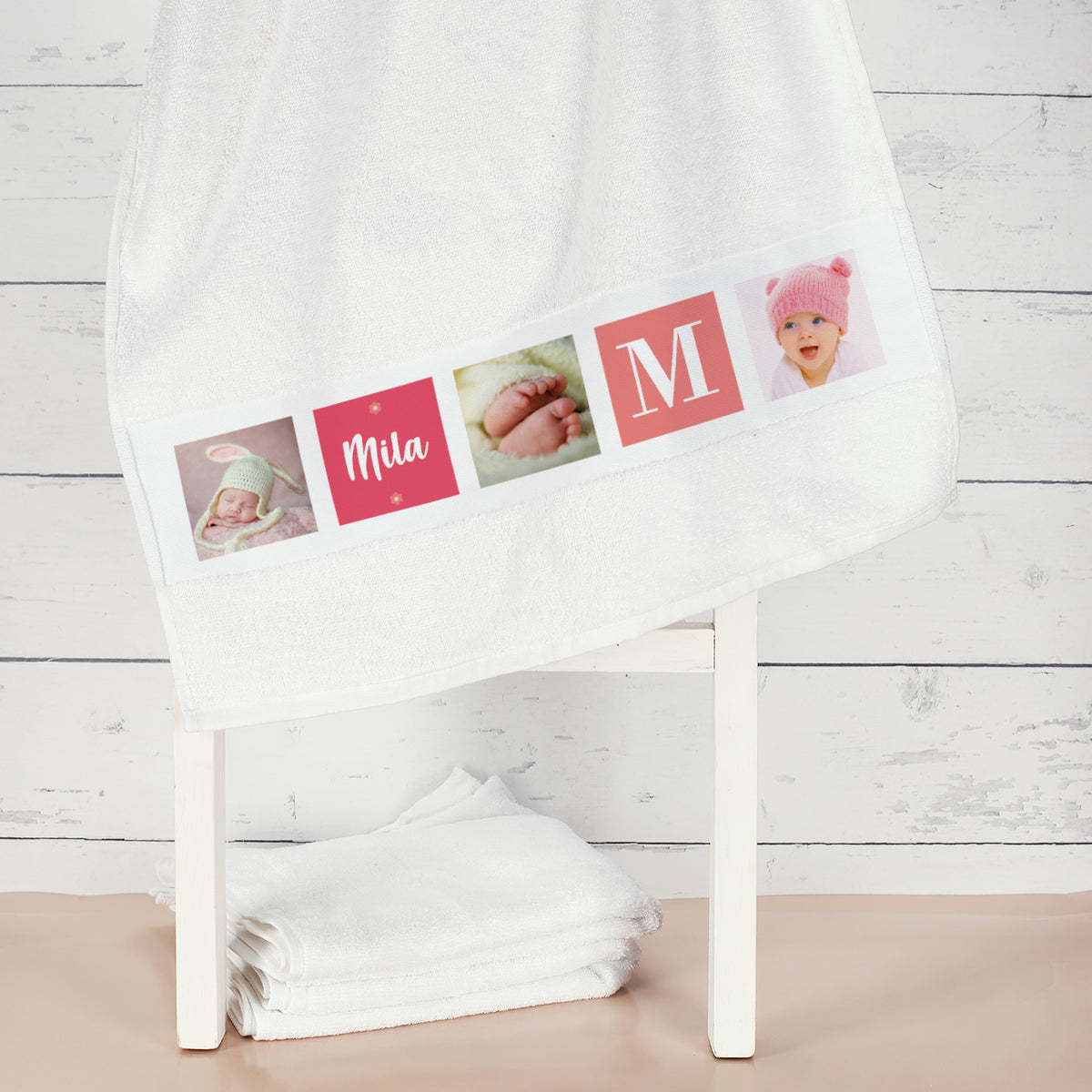 Foto-Handtuch für Mädchen mit Name und Initiale