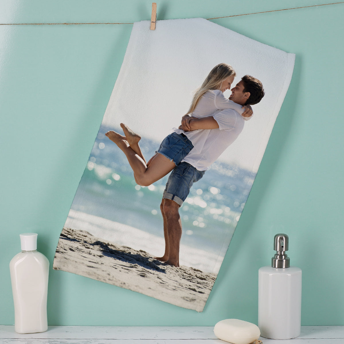 Strandtuch mit Foto – personalisiertes Handtuch mit Paar am Strand