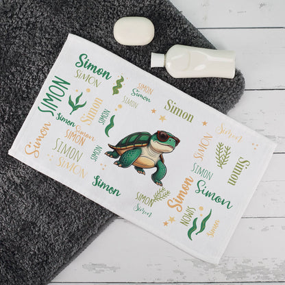 Personalisiertes Handtuch mit coolem Meerestier-Motiv und Namen