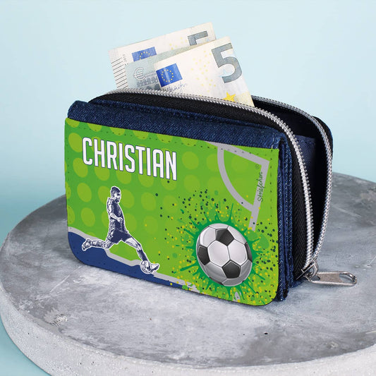 Kindergeldbörse mit Jeans Optik mit Name personalisiert