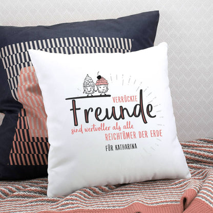 Verrückte Freunde - Kissen mit Cupcakes und Wunschtext